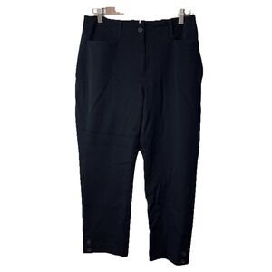 Talbots Pants Womens 6 Curvy  Navy Stretch Straight Leg Buttons Office Career